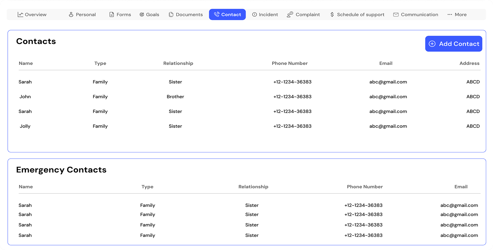 View & Manage Contacts
