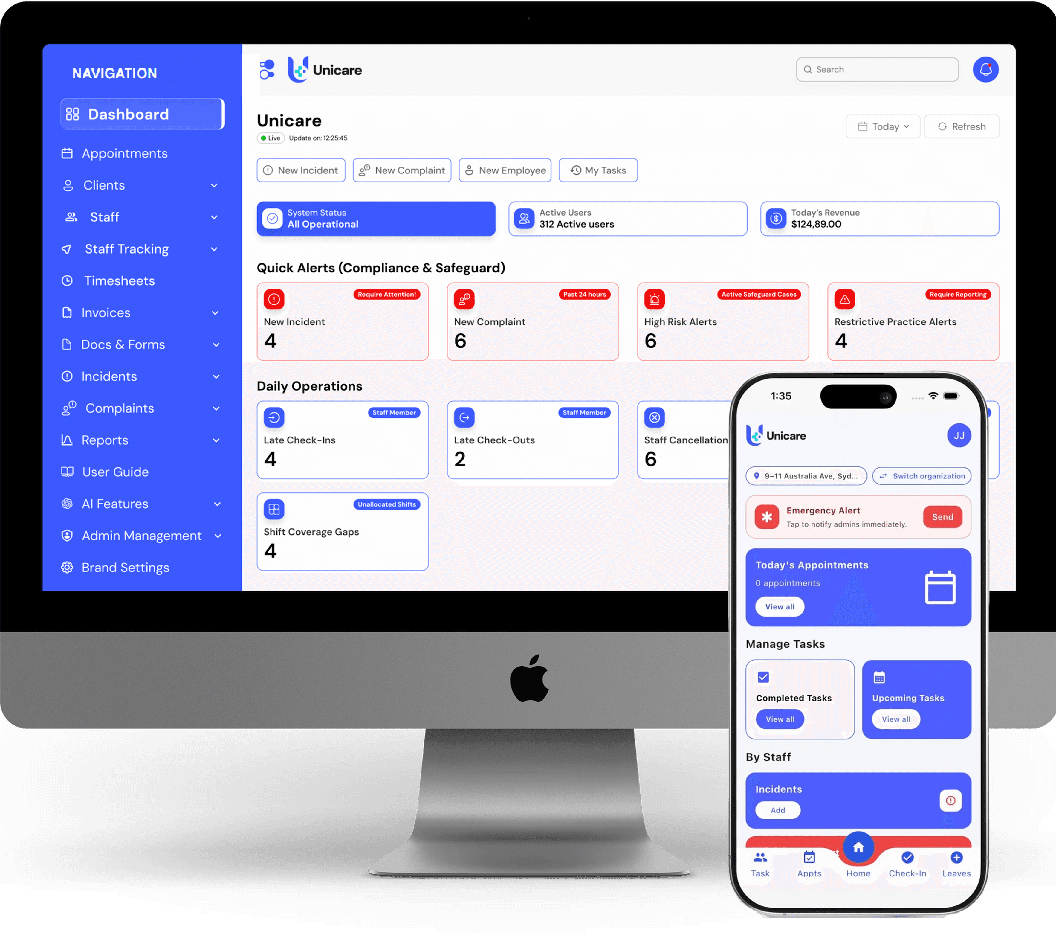 Unicare dashboard preview